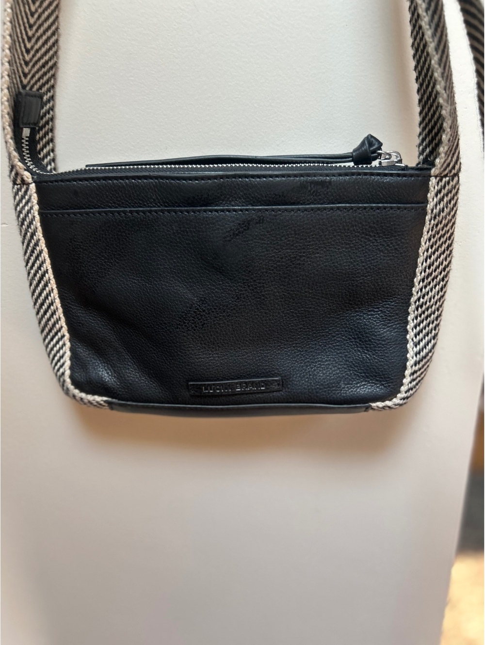 Lucky Brand Black Bohemian Leather Crossbody Bag with Adjustable Woven Strap - Picture 4 of 7